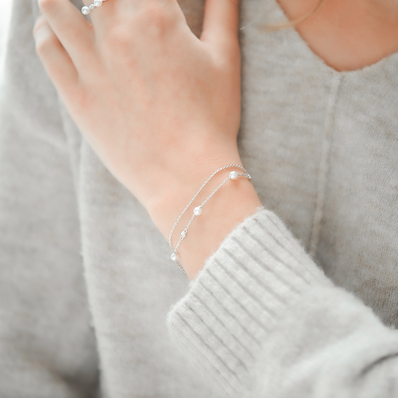 Bijoux argent en perles blanches